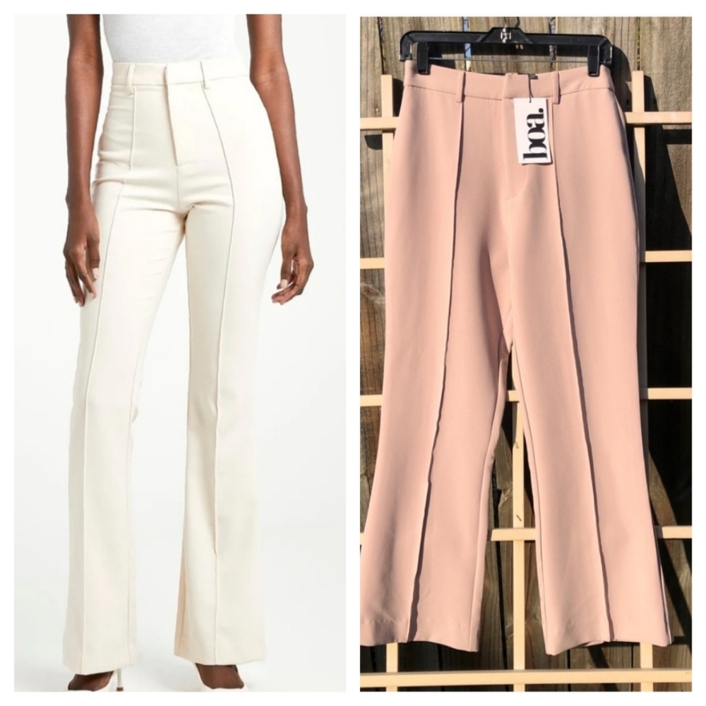 NEW Because of Alice BOA Wide Leg Suit Trousers Dusty Rose M